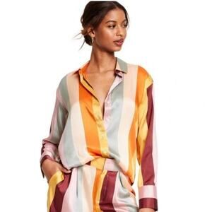 Fe Noel x Target Mixed Vertical Stripe Print Long Sleeve Button Down Shirt XL
